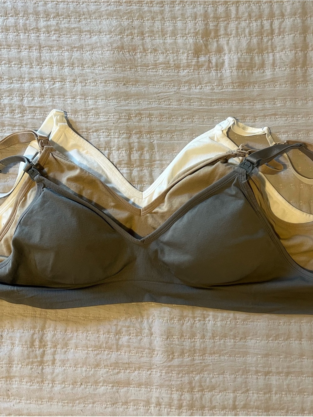 Breastfeeding Wireless Bra Set - Gray, Cream, White